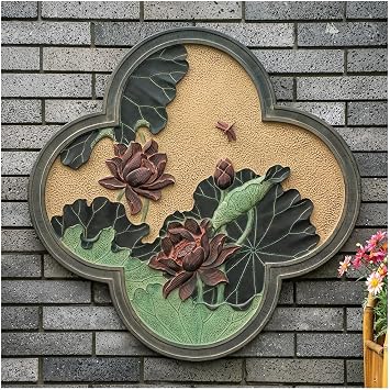 LXHELIVERY Chinese Retro Wall Decor, Outdoor Courtyard Background Wall Brick Carvings, Wall-mounted Hollows Carved Design Relief For Courtyard, Home Wall DecorationBrown