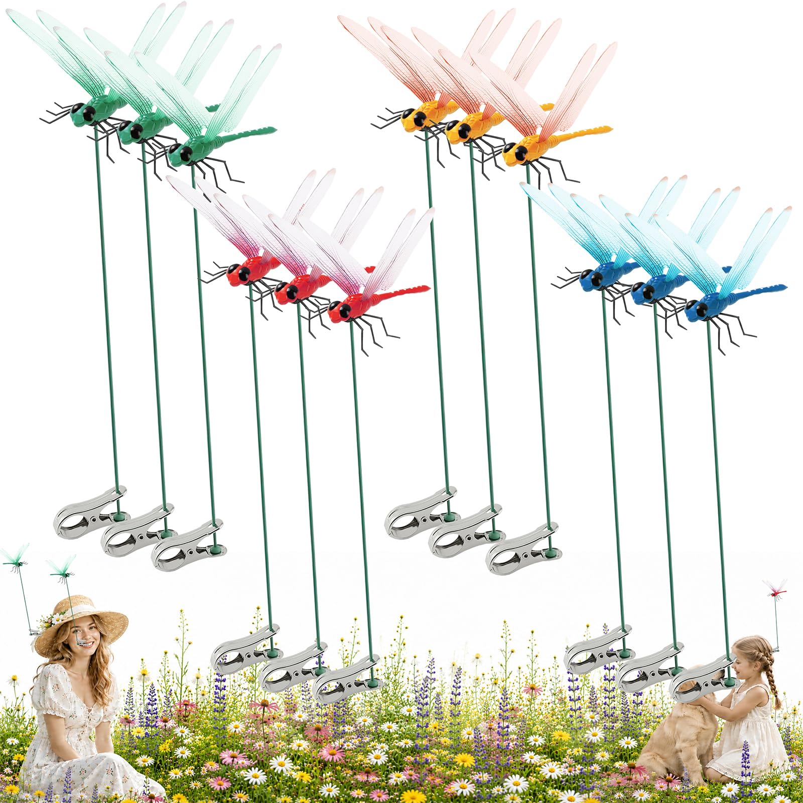 Fanme 12PCS Dragonfly Clips 3D Waterproof Fake Dragonfly