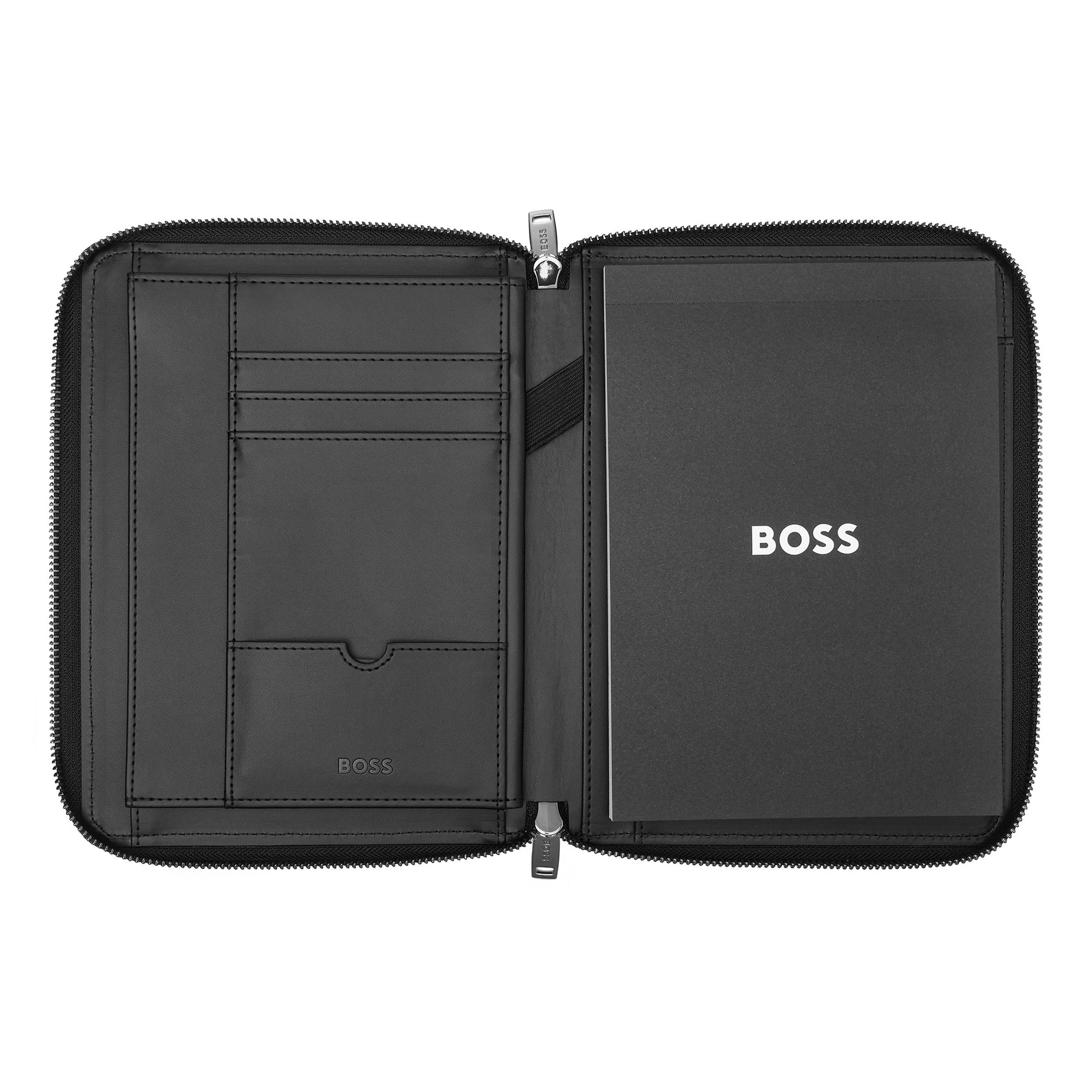 Hugo Boss Cartelletta A5 Pelle Monogram Zip Nero