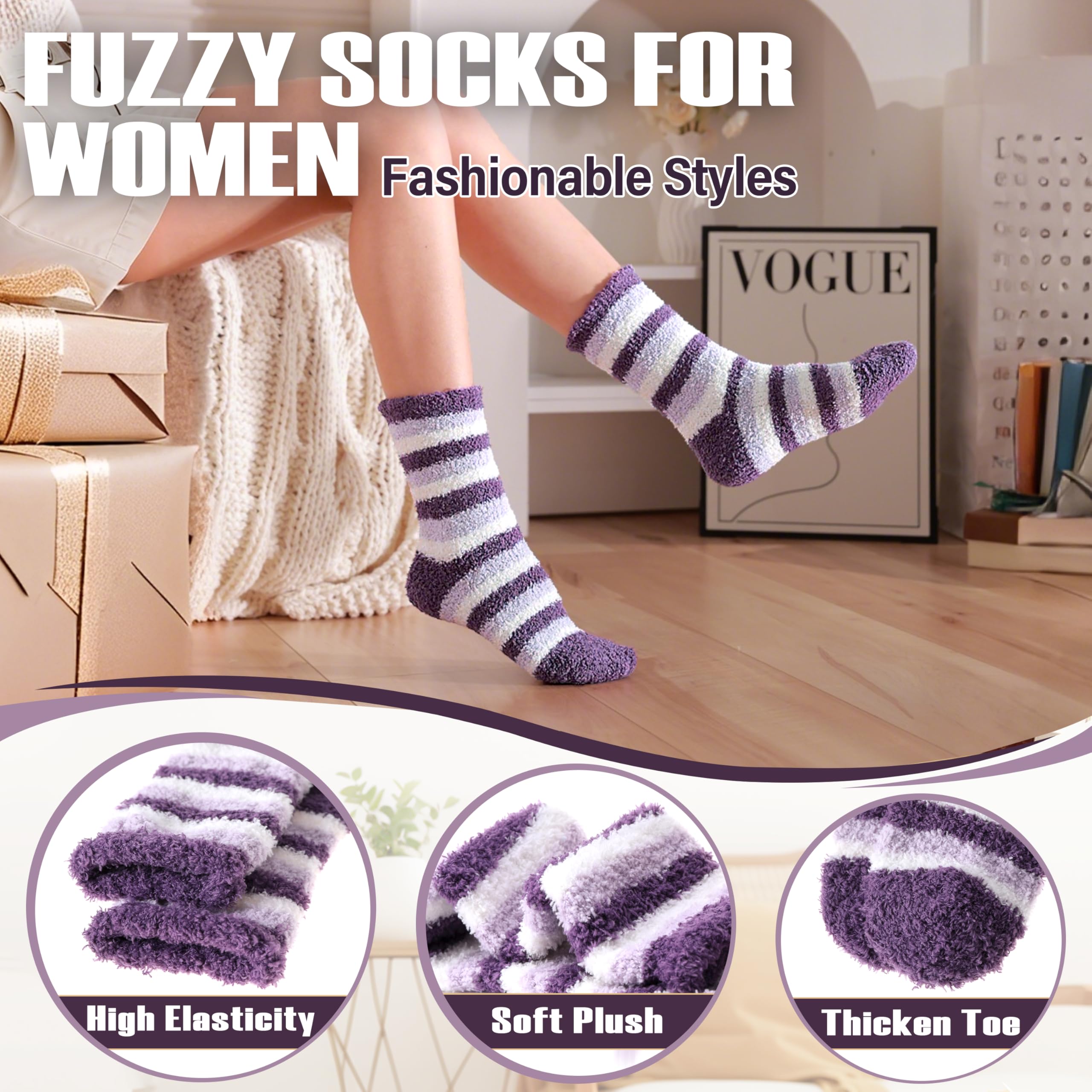 ANTSANG Womens Fuzzy Socks Fluffy Slipper Cozy Cabin Winter Soft Fleece Warm Comfy Thick Christmas Gift Socks
