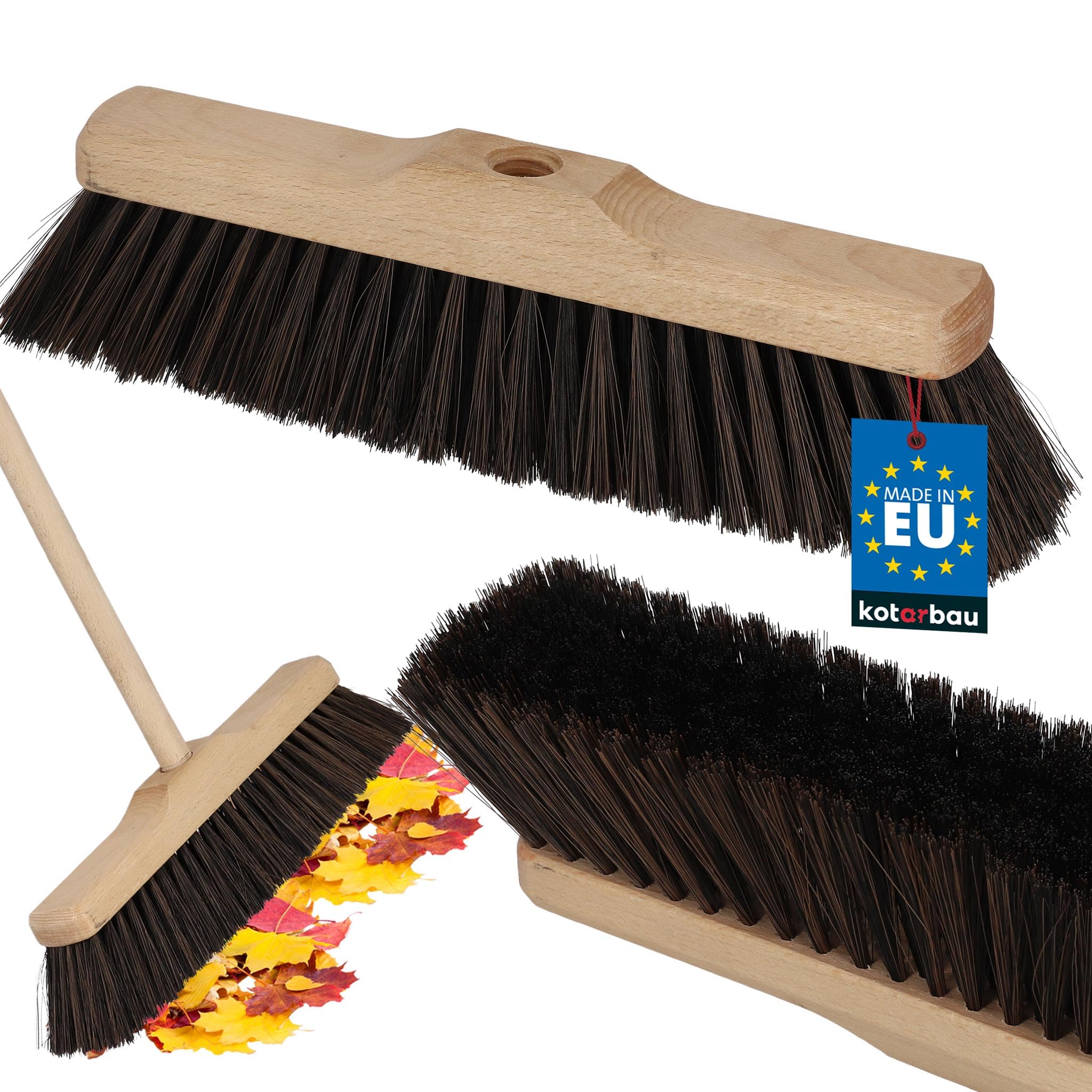 Kotarbau Without Handle Kotarbau® Broom - Sweeping Brush - 30 Cm (12 Inches) - Brown - Yard Broom - Nylon Bristles - For Indoor And Outdoor Use - Yard Brush