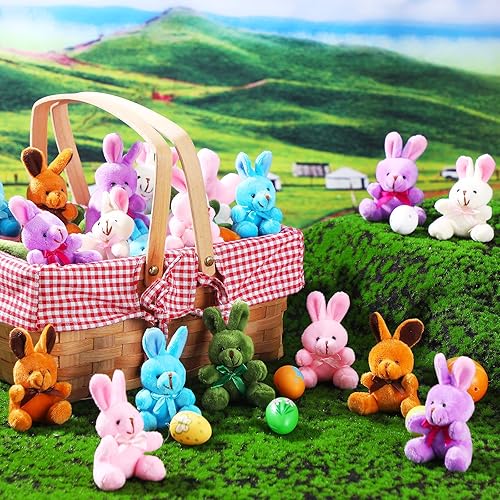 Miniatura 3 de 36 piezas de mini conejitos de peluche a granel de 4 pulgadas, conejitos de peluche a granel, regalos de conejos pequeños, muñecos de peluche,
