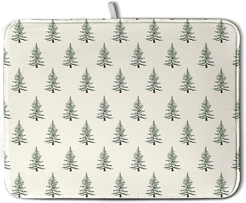 Vista 205 de Tapete de secado de platos con hojas de palma tropicales para encimera de cocina, 18 x 24 pulgadas, tapete de secado de cocina Monstera verde