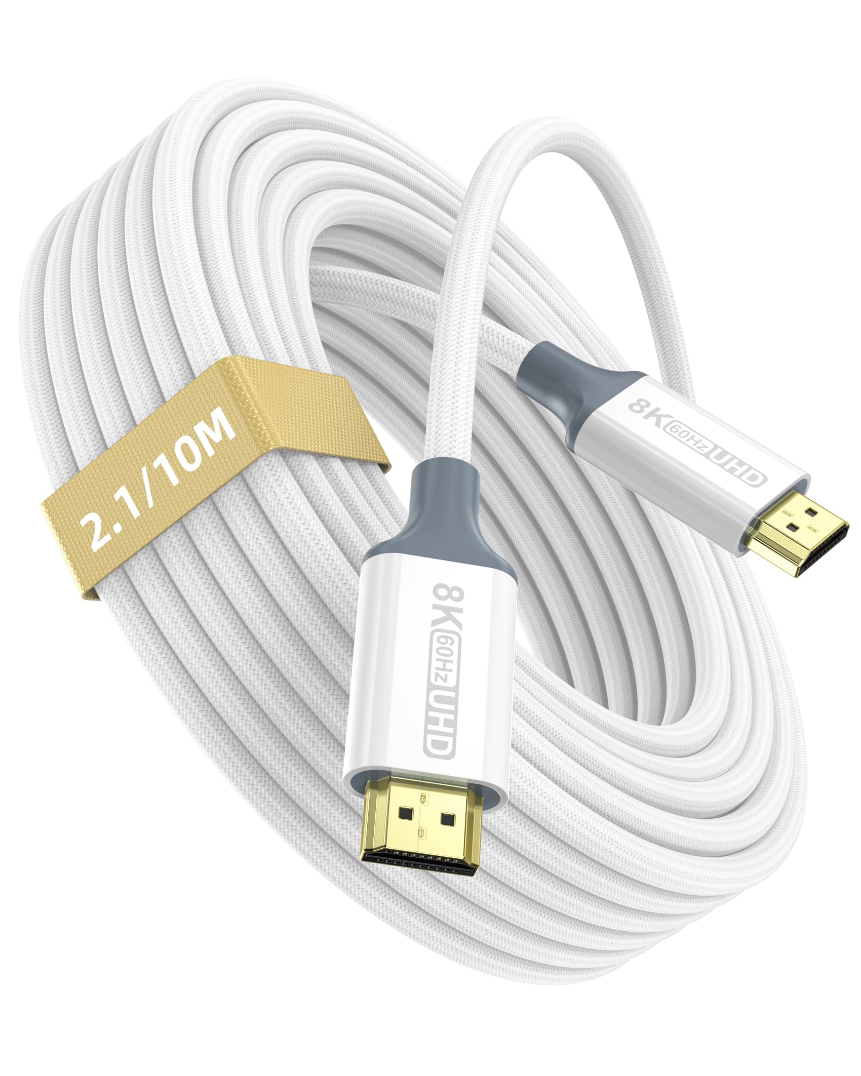 Cable HDMI 8K, cable de audio y vídeo digital de alta velocidad, cable trenzado de nailon de PVC negro de 6.6 pies, conectores chapados en oro, compatible con TV, consola de juegos, computadora