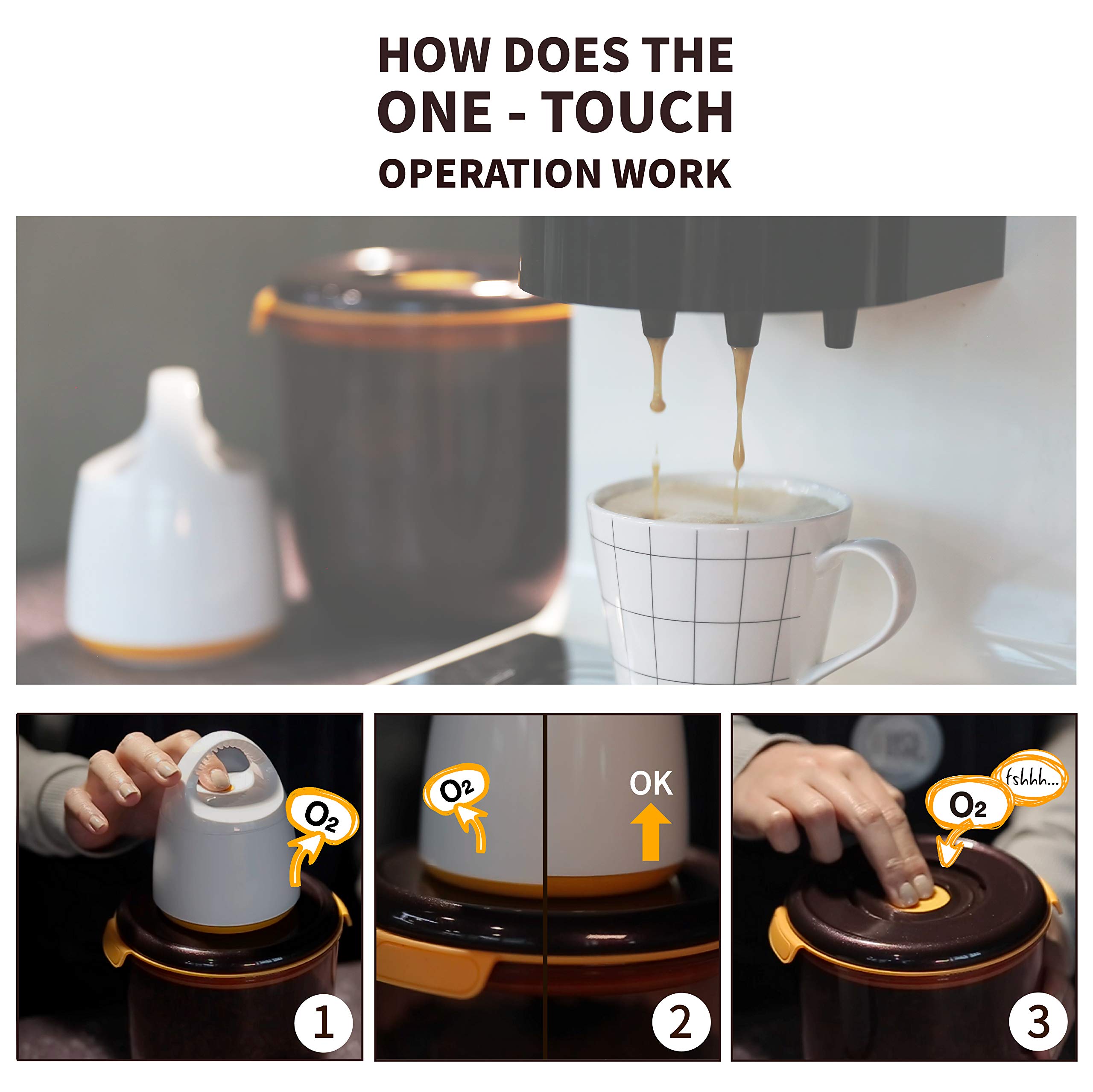 FOSA UV-geschützter Vakuumbehälter, 1,3 l x 2 Stück, Vakuumaufbewahrung für Kaffeebohnen, Tee, Kräuter und mehr trockene Lebensmittel (2 runde Behälter)