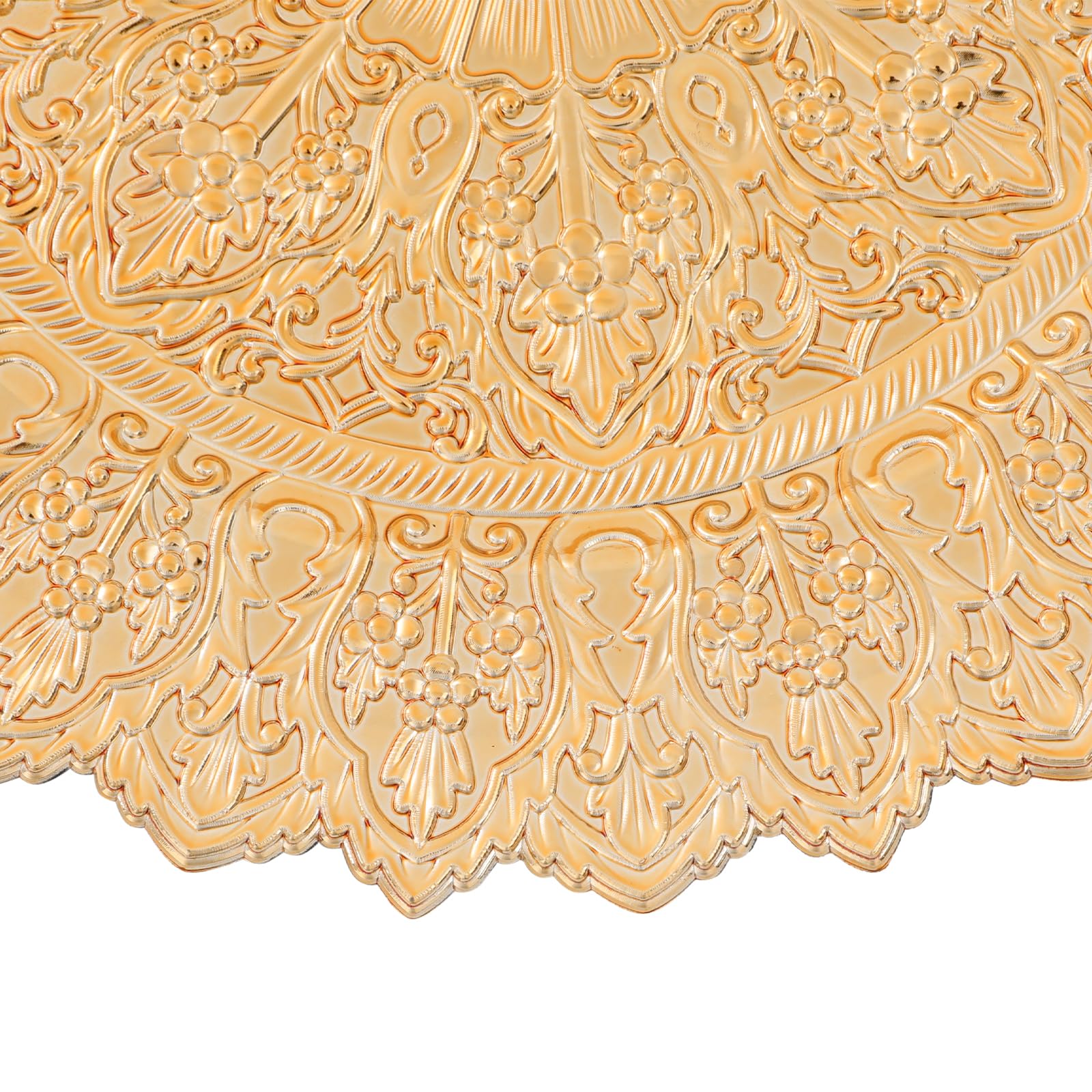 Lot de 50 assiettes de présentation rondes en plastique de 33 cm pour fêtes, mariages, banquets, restaurants (dorés)