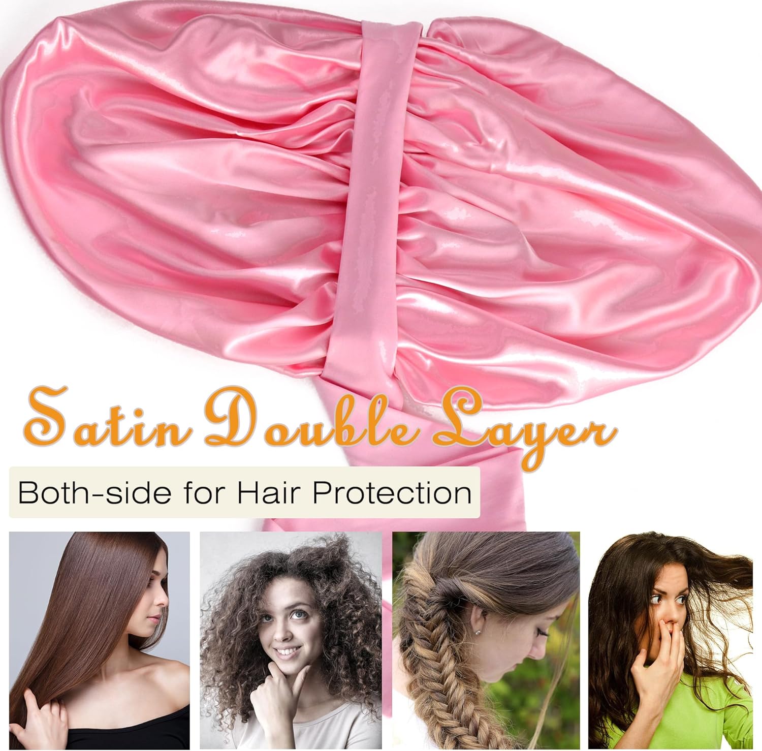 Silk Bonnet for Sleeping Women Satin Bonnet Double Layer Night Sleep Cap with Elastic Tie Band for Curly Natural Hair - Image 6