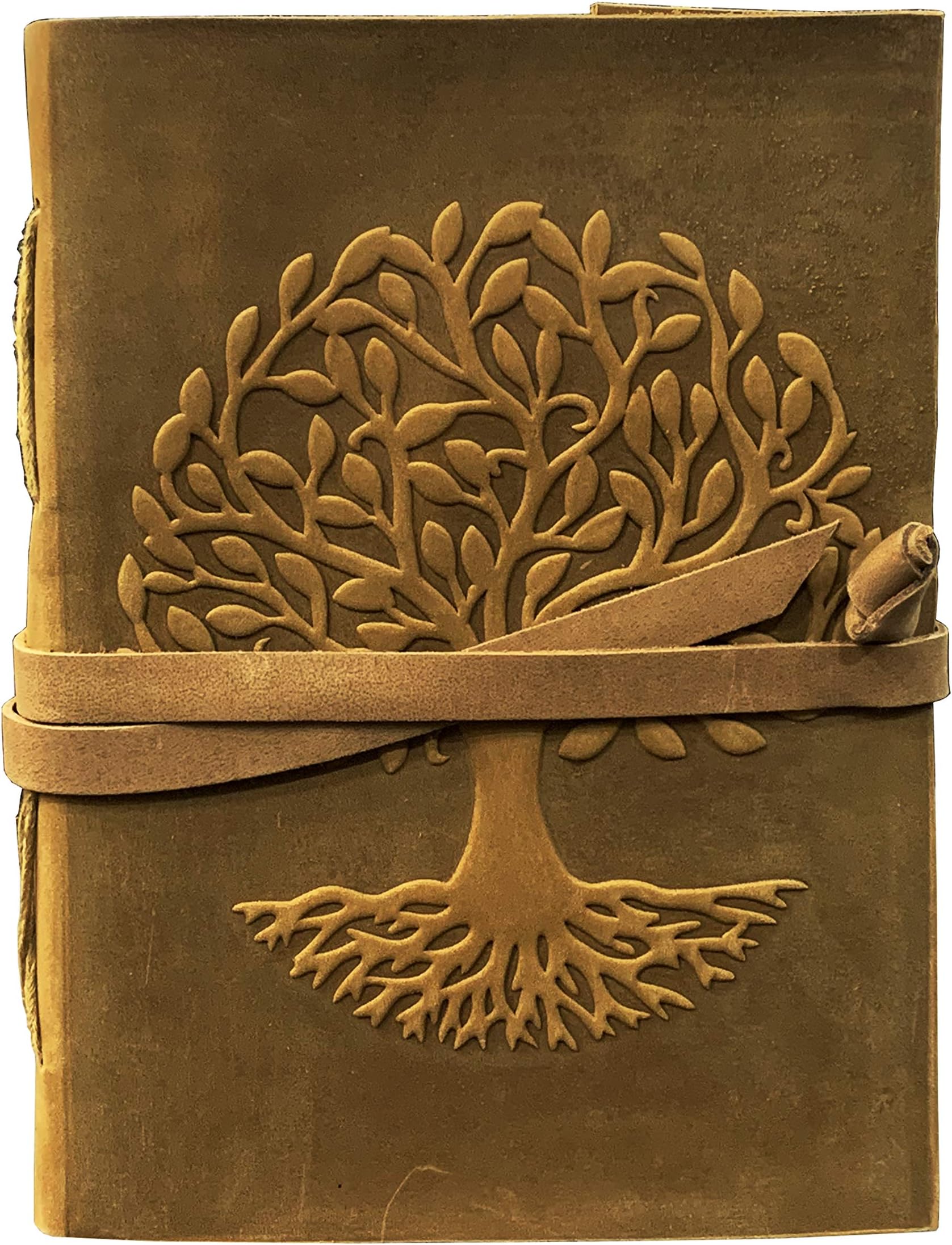 Leather Journal, Leather Journal for Men, Leather Journal for Women, Leather Sketchbook, Leather Notebook, Leather Blank Book (5 x 7 Buffalo Leather Tree of Life)