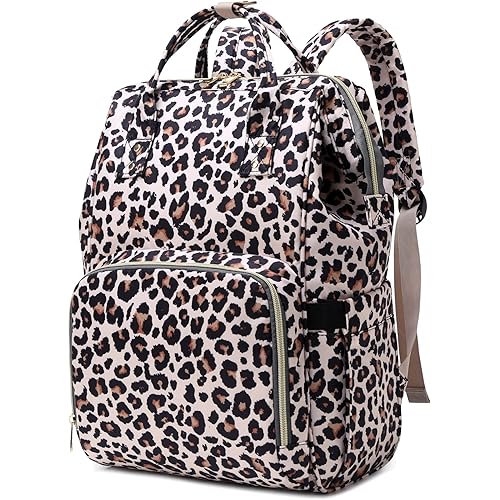 Leopard Women Laptop Backpack, College School Backpack Bookbag 15.6 Inch Computer Backpacks for Work Business Travel