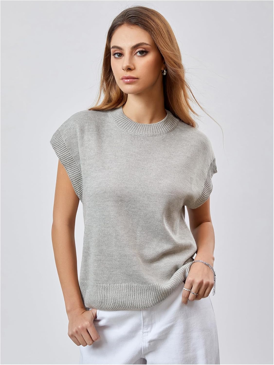 Floerns Women's Short Dolman Sleeve Pullover Tops Mock Neck Loose Ribbed Sweater - Image 4