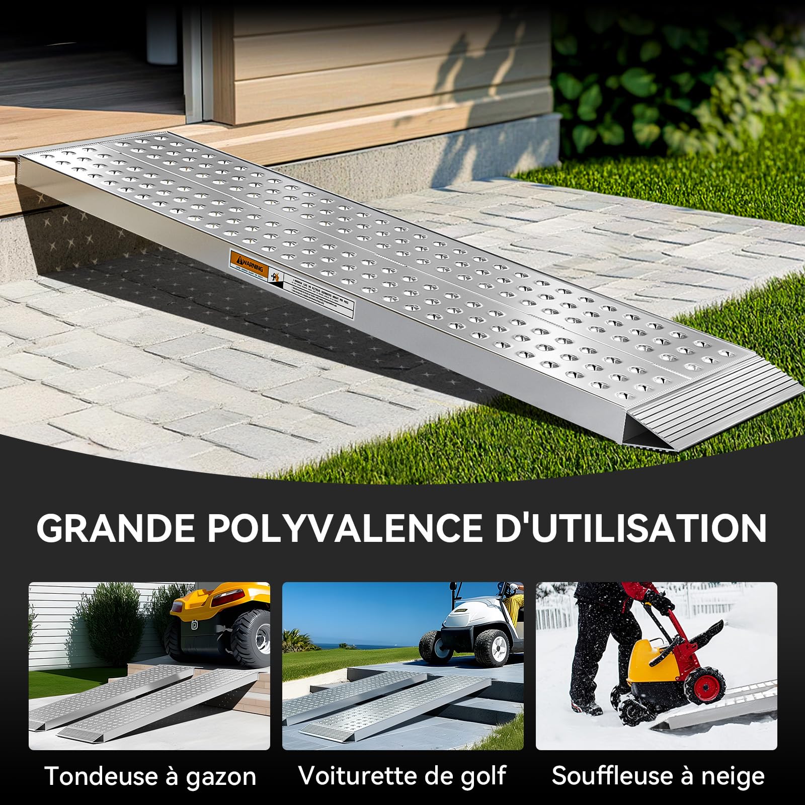 FACHNUO Rampe d'accès Pliable pour Moto - Capacité de charge 340 kg - Rampe de chargement portable en aluminium de 140 cm - Rampe antidérapante