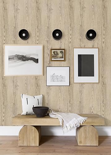 Miniatura 4 de Papel de contacto de grano de madera marrón claro de 118 x 17.7 pulgadas, papel tapiz de madera sintética para despegar y pegar, extraíble,