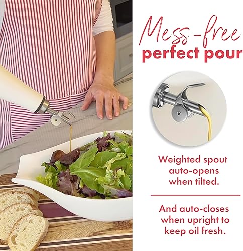 Miniatura 5 de Juego de dispensador de aceite de cerámica y vinagre, botella dispensadora de aceite de oliva prémium para cocina con botella dispensadora de