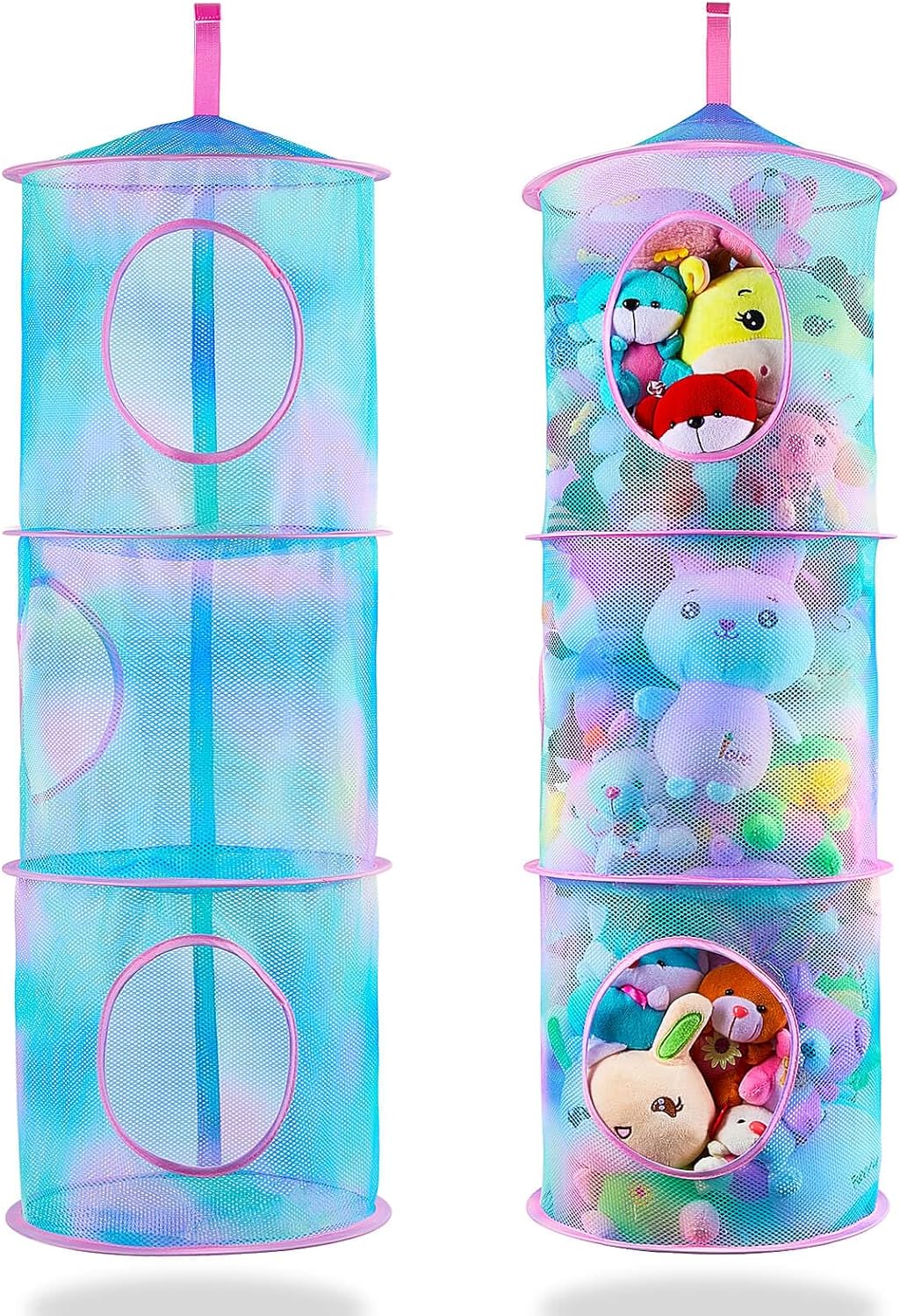Basumee Hanging Plush Toy Organizer – 2pc Mesh Hammock Set
