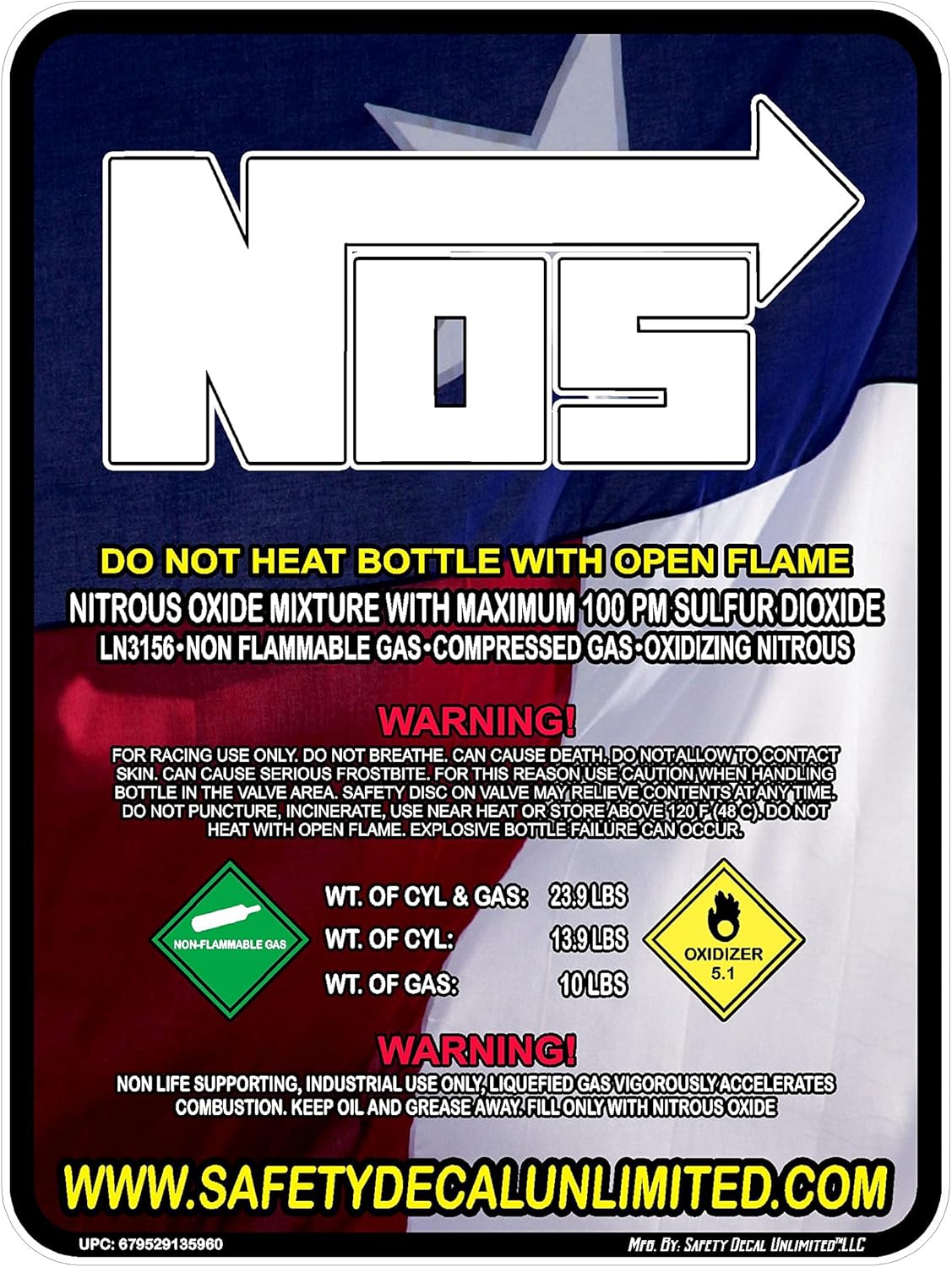 Safety Decal Unlimited Texas Flag Red White Blue Customize