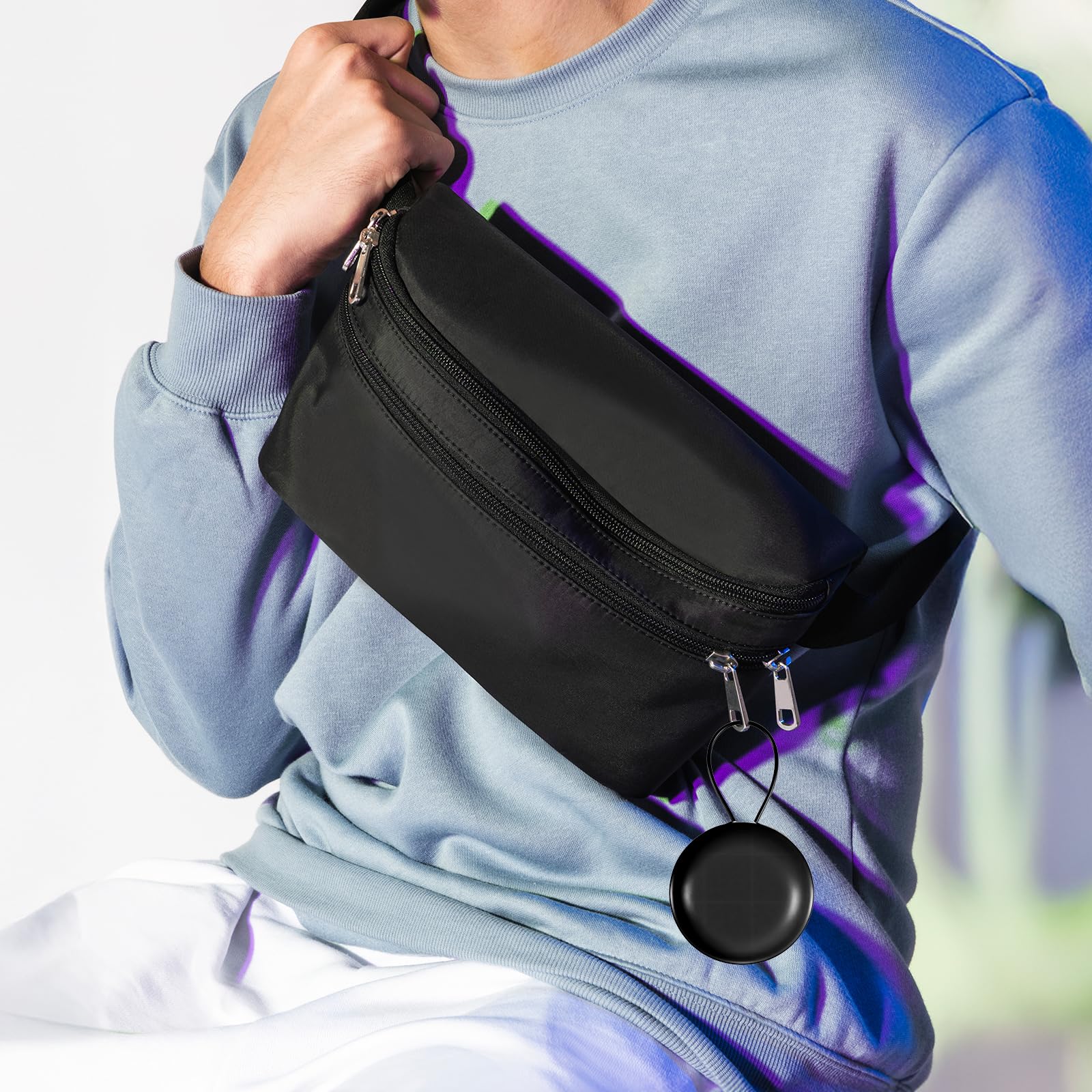 4 fundas para tapones para los oídos, soporte redondo portátil con cordón, mini fundas de almacenamiento para viajes de negocios, almacenamiento de auriculares, baratijas, etc. (negro)