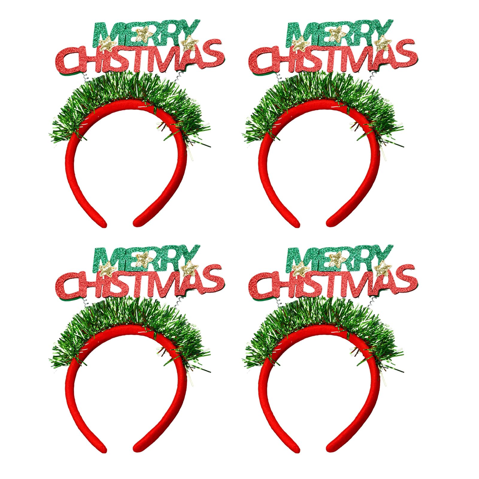 Tsophreniq Of 4 Christmas Themed Letters Headbands Sparkling Christmas Hair Hoop for Women and Girl Elegant Headbands Charm Party Accessories