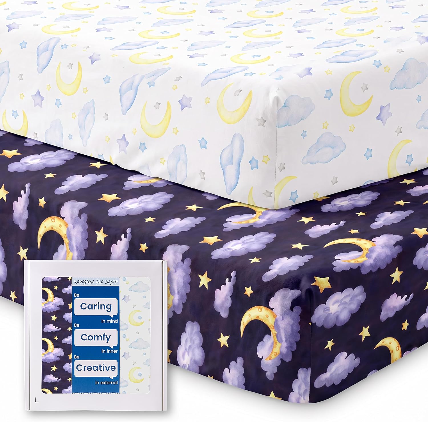Pack N Play Sheets for Graco, Soft Mini Crib Fitted Sheets 2 Pack
