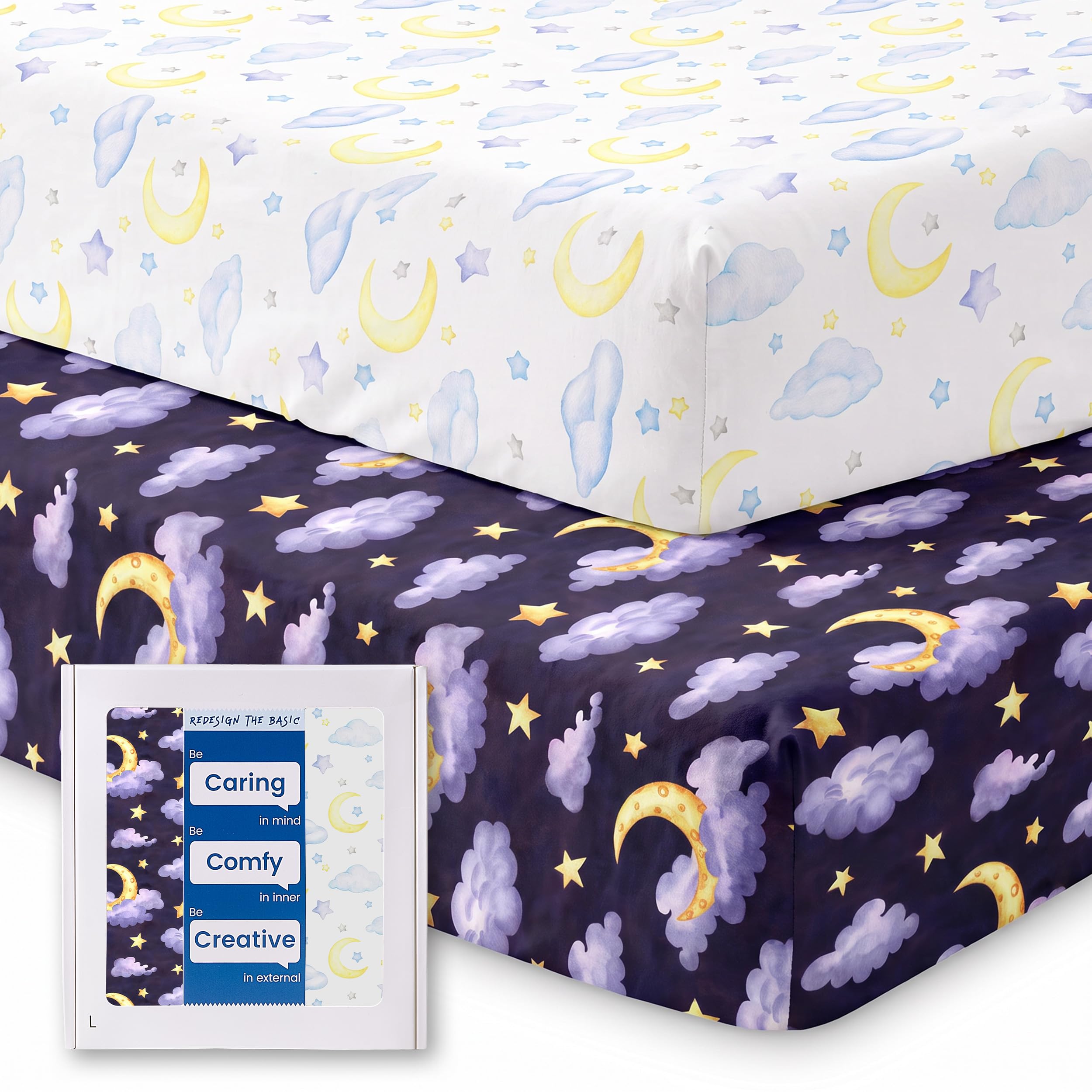 Pack N Play Sheets for Graco, Soft Mini Crib Fitted Sheets 2 Pack