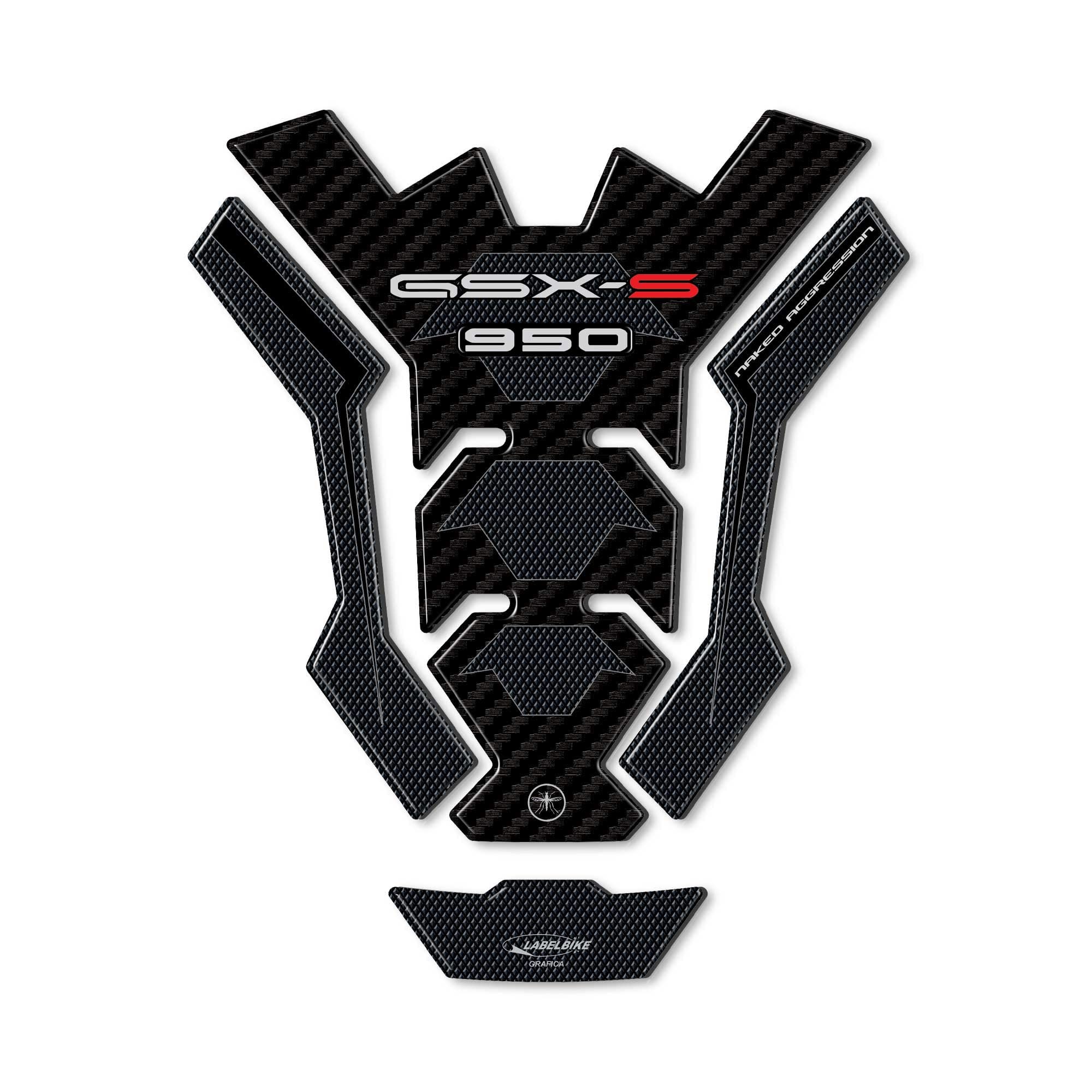 labelbike - Autocollant 3D Moto Réservoir Protection et Décoration en Résine Compatible avec Suzuki GSX-S 950 Depuis 2021 - Couleur Carbon Noir