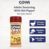 Vista 3 de Adobo Hot - Especias multiusos de Goya, condimento para aves, mariscos, carne y verduras, sin grasa y sin calorías, condimento mexicano, botella