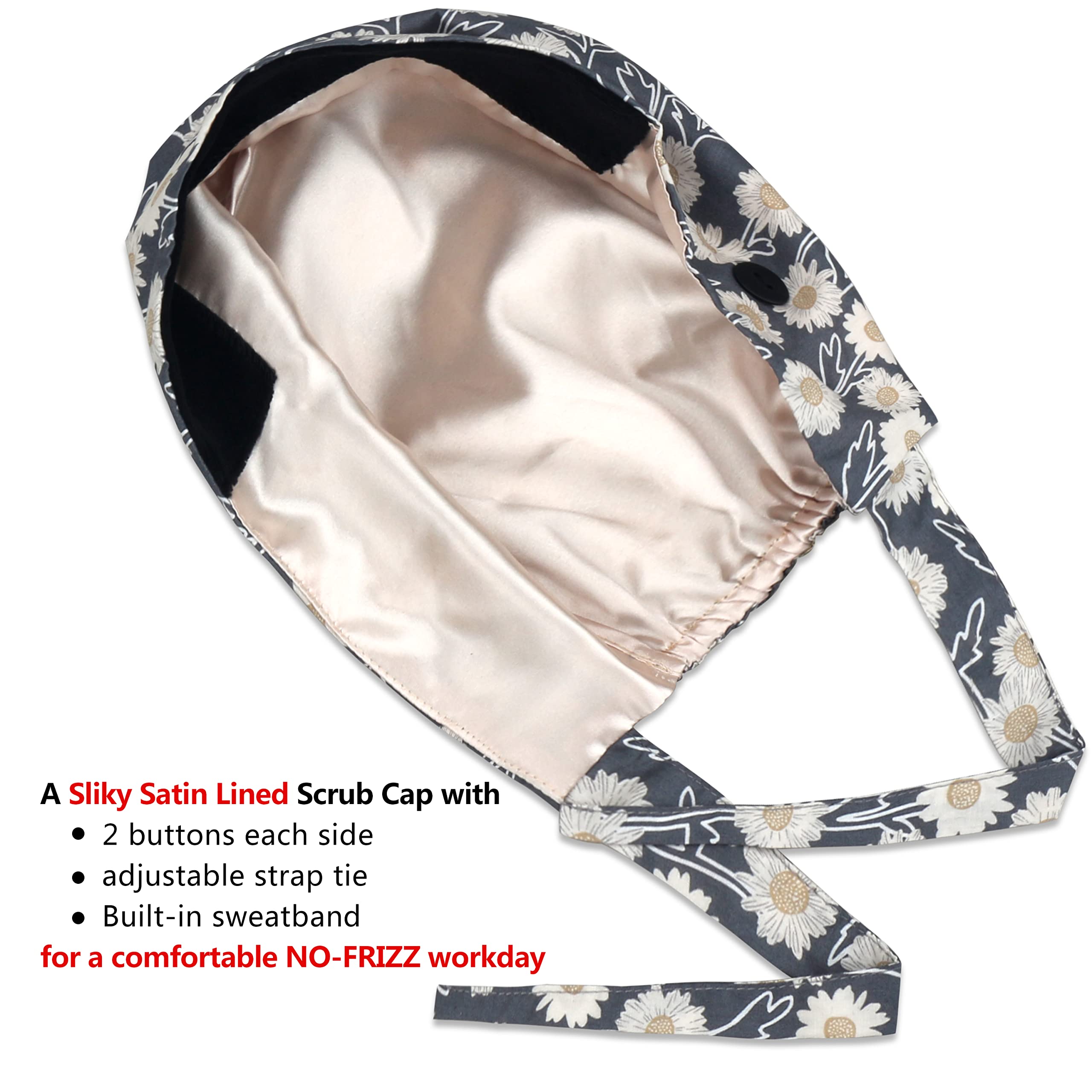 ABAMERICA Working Caps with Button and Sweatband, Adjustable Working Hats for Women Men, One Size(Tie Back or Toggle)