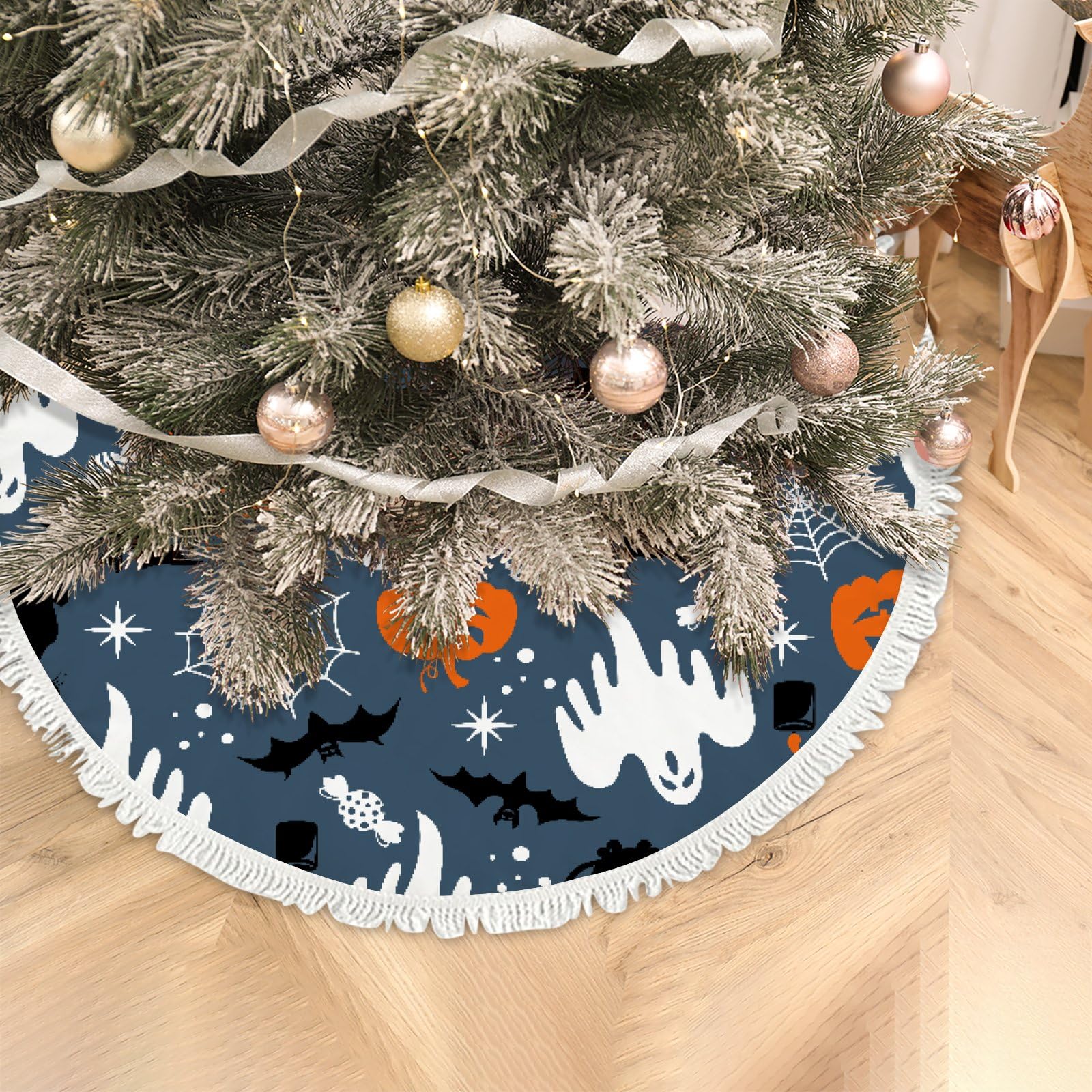 Outdoor Cat Halloween Tree Skirt 48 In Jack Skulls For Holiday