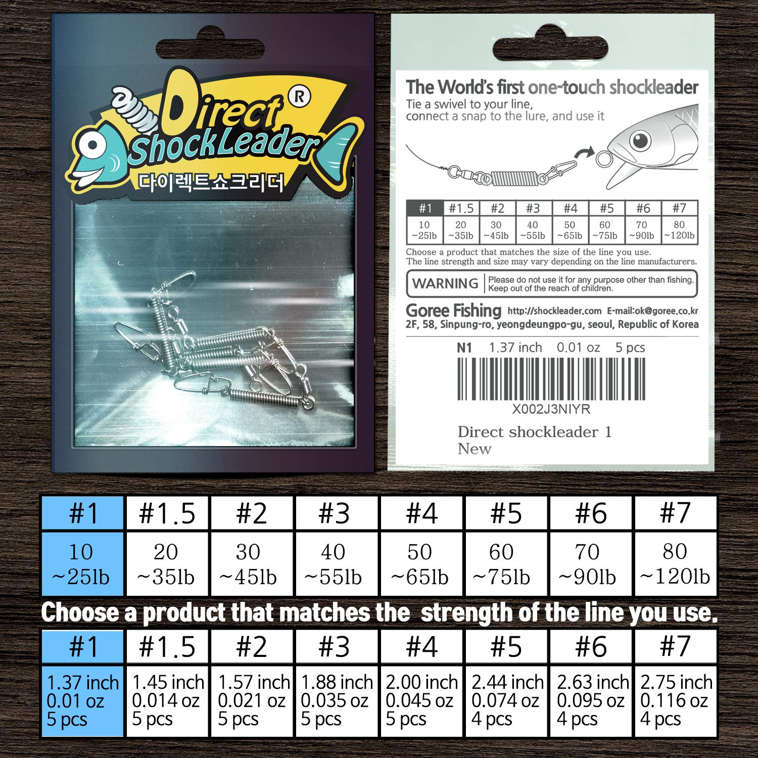 Direct shockleader Stainless Steel High Strength Lure Fishing Patent Pending Tackle one-Touch snap Swivel Saltwater… (#1.5)