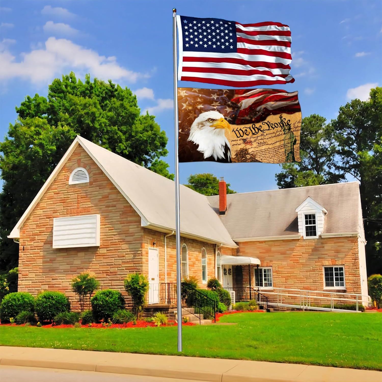 We The People 1776 Flag Patriotic 4th of July American Flags With Eagle for Outside 3x5 Ft Double Sided Memorial Independence Day Freedom Flag Outdoor House Decorations Banner - Image 3