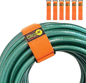 Super-Stretch Wrap-It Storage Straps - 6 18" Orange - Elastic Hook and Loop Cinch Straps - Extension Cord Organizer, Hose and Cables Straps, Cord Wrap, Cord Keeper, Garage and RV Storage Accessories
