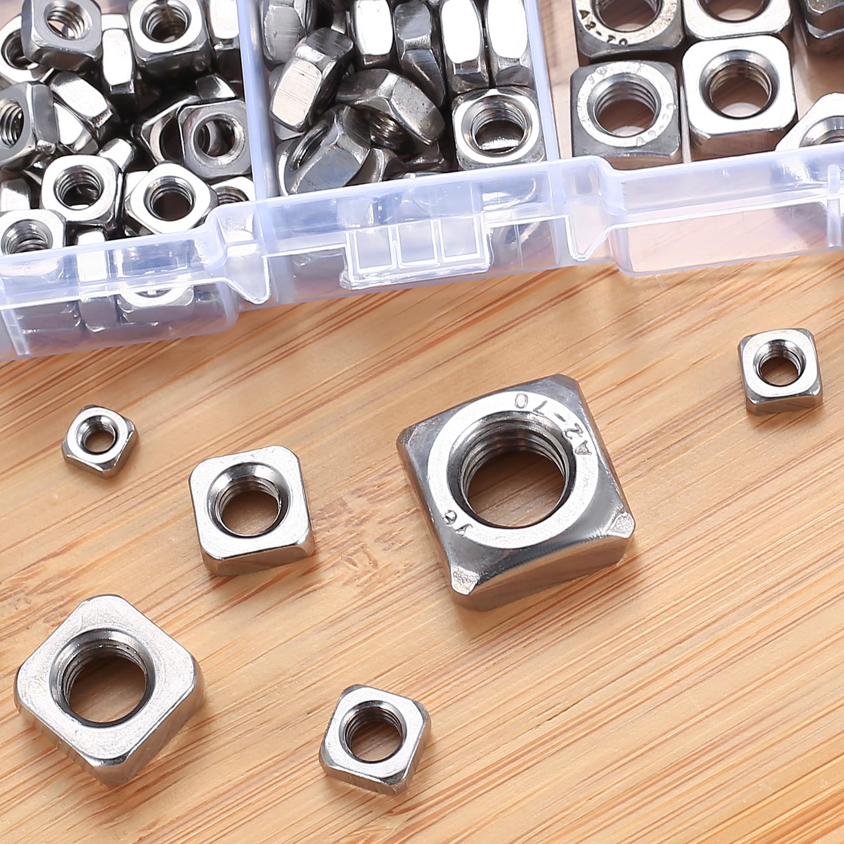 Set di 150 Dadi Quadrati in Acciaio Inossidabile - Dadi Filettati, Dadi per Inserimento Quadrato per Mobili in Legno, Dadi Viti - M3 M4 M5 M6 M8 M10