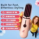 NexLev Cordless Hair Straightener | Ionic Keratin Bristles Hair Straightener Brush for Woman | Up to 200°C Heating | 60 Min Runtime | Type-C Rechargeable Portable Styling Comb for Frizz Control gallery image