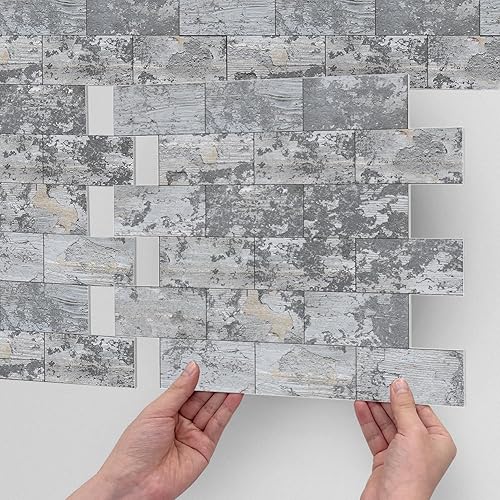 Miniatura 2 de Azulejos de protección contra salpicaduras para pared de cocina y baño, papel tapiz extraíble de panel 3D (paquete de 10 unidades de 13.5 x 11.5