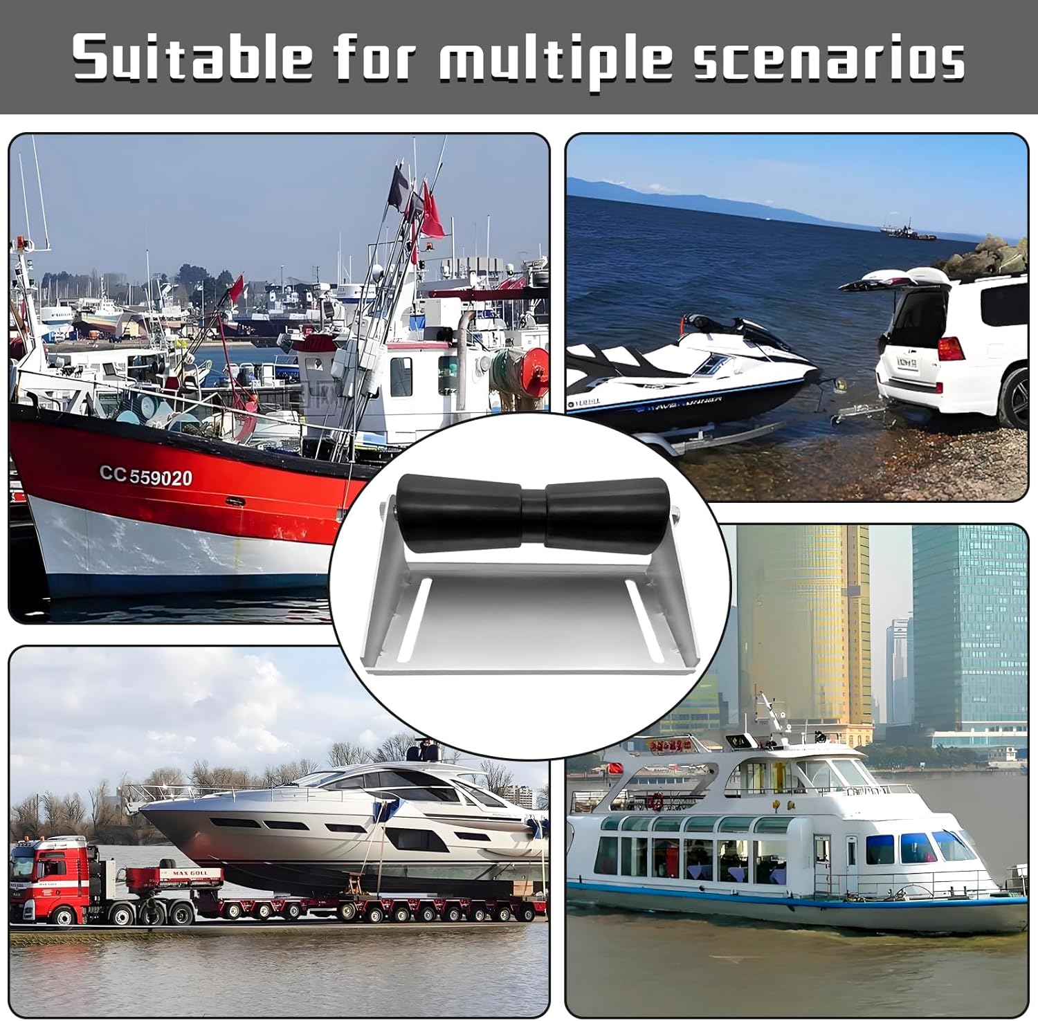 12" Boat Trailer Keel Roller Assembly Kit with Bracket and Roller Shaft, Galvanized Steel, Includes Mounting Bolts, Enhanced Rollers for Easy Launch and Smooth Transport