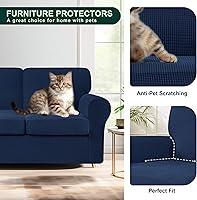 Vista 125 de CHUN YI - Funda elástica para sofá (7 piezas), funda para sofá de 3 plazas con tres respaldos y cojines separados con banda elástica, tela jacquard