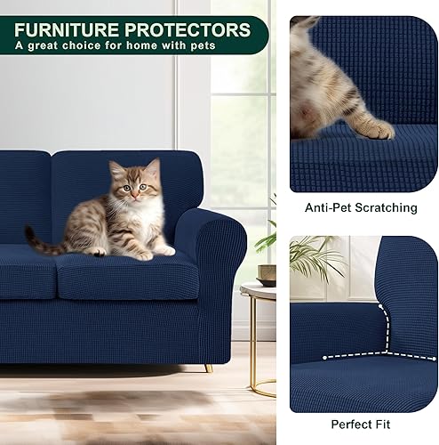 Vista 122 de CHUN YI - Funda elástica para sillón (3 piezas), funda para sofá de 1 plaza con un respaldo y cojín separado con banda elástica, tela jacquard