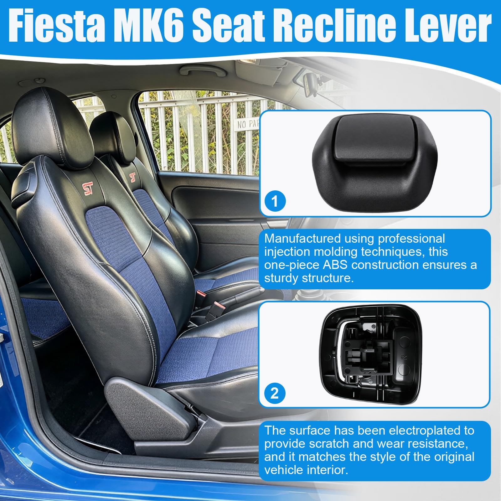 Poweka Maniglie Inclinabili Sedile Anteriore Destro e Sinistro Compatibili con Fiesta MK6 2002-2008 1417520 1417521 (1 Paio)