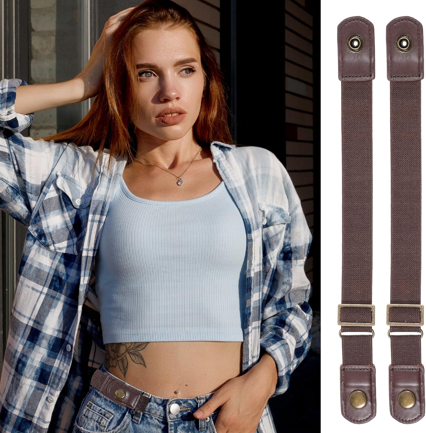 Tucnoeu Invisible Side Belt No Buckle Belt Women and Men,Without Buckle Elastic Stretch Mens Adjustable Belts Pants Jeans