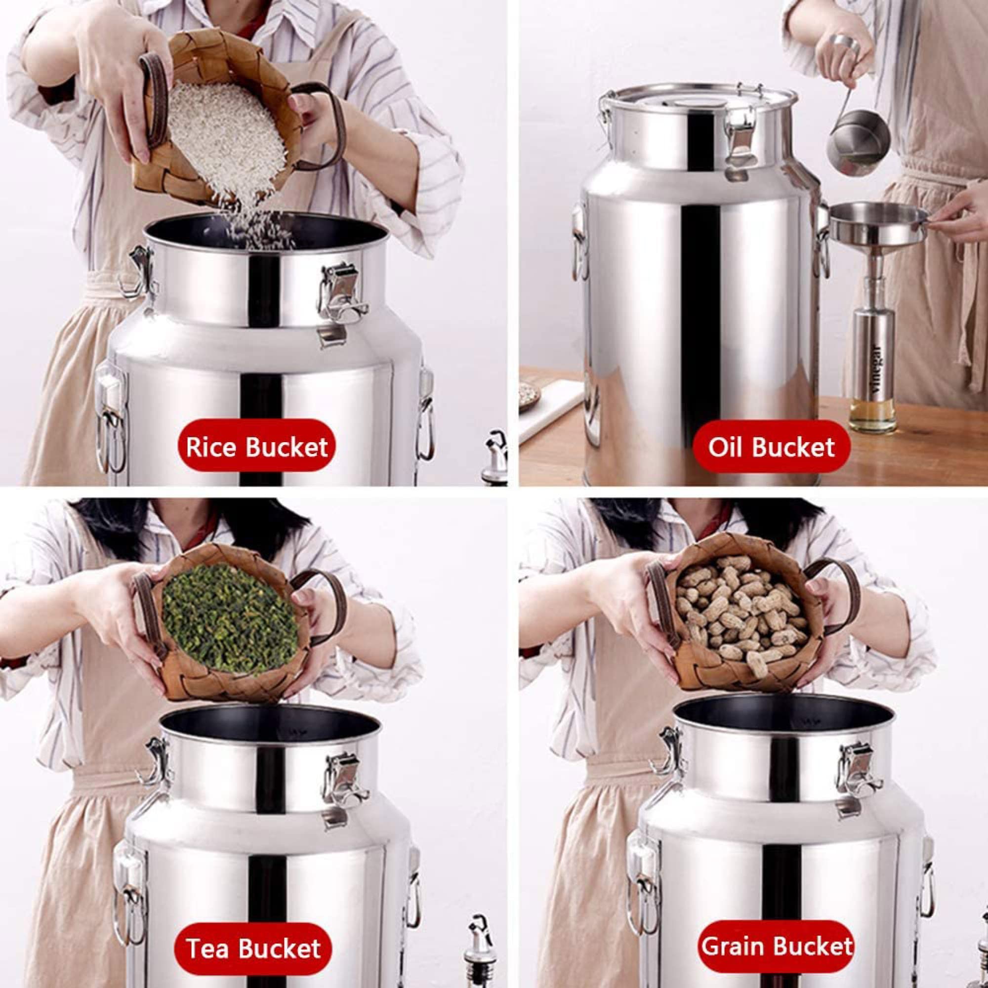 Lechera de acero inoxidable, jarra resistente de 64 litros con tapa sellada para lácteos, bebidas, uso al aire libre