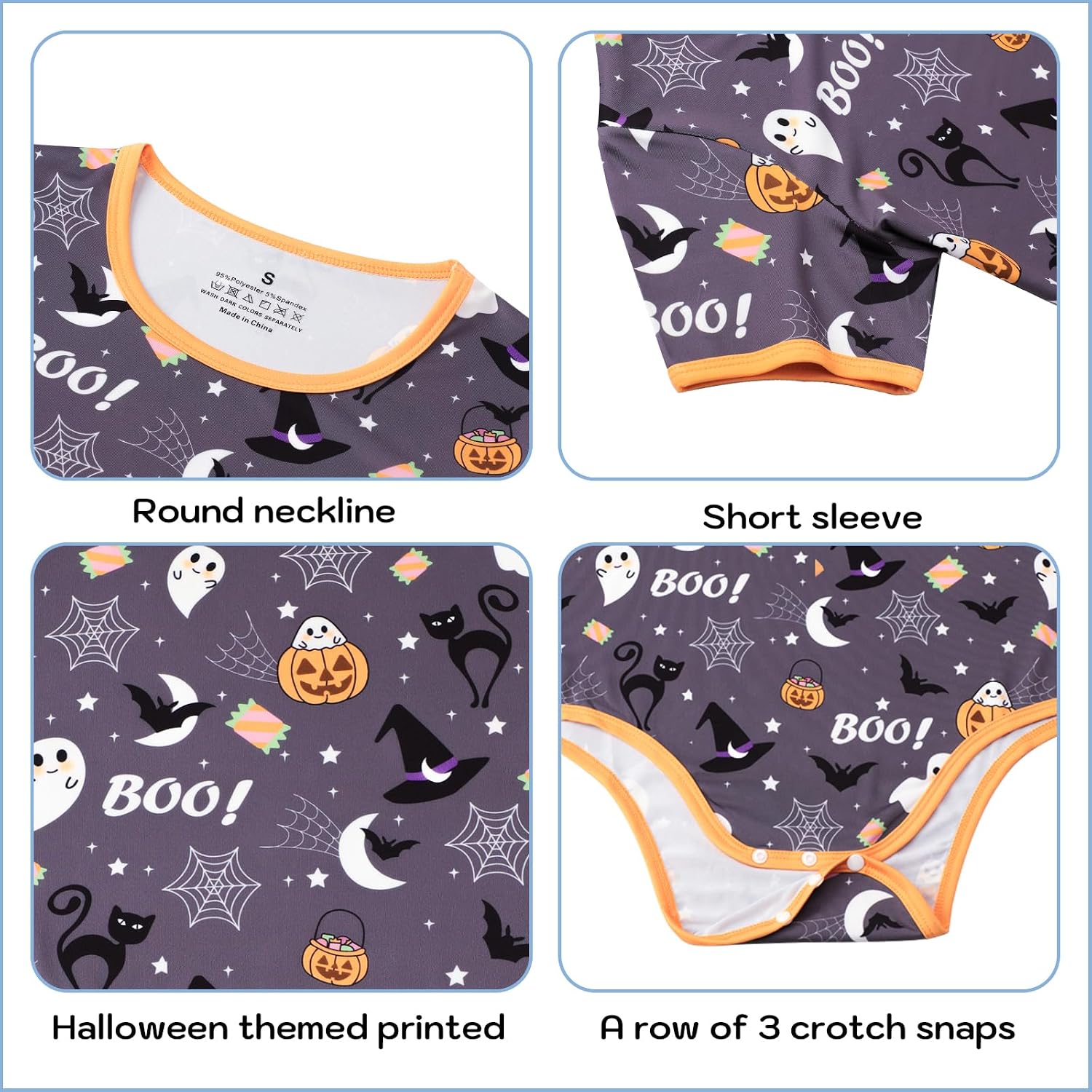 Halloween Onesie Pajama for Women: Spooky Cute Costumes for Adult Stretchy Bodysuit Romper Snap Crotch