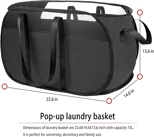 Miniatura 8 de Collapsible mesh pop-up laundry basketReinforced and elongated shoulder strap Hampers for Laundry, Clothing Storage & Room Organization, Perfect for