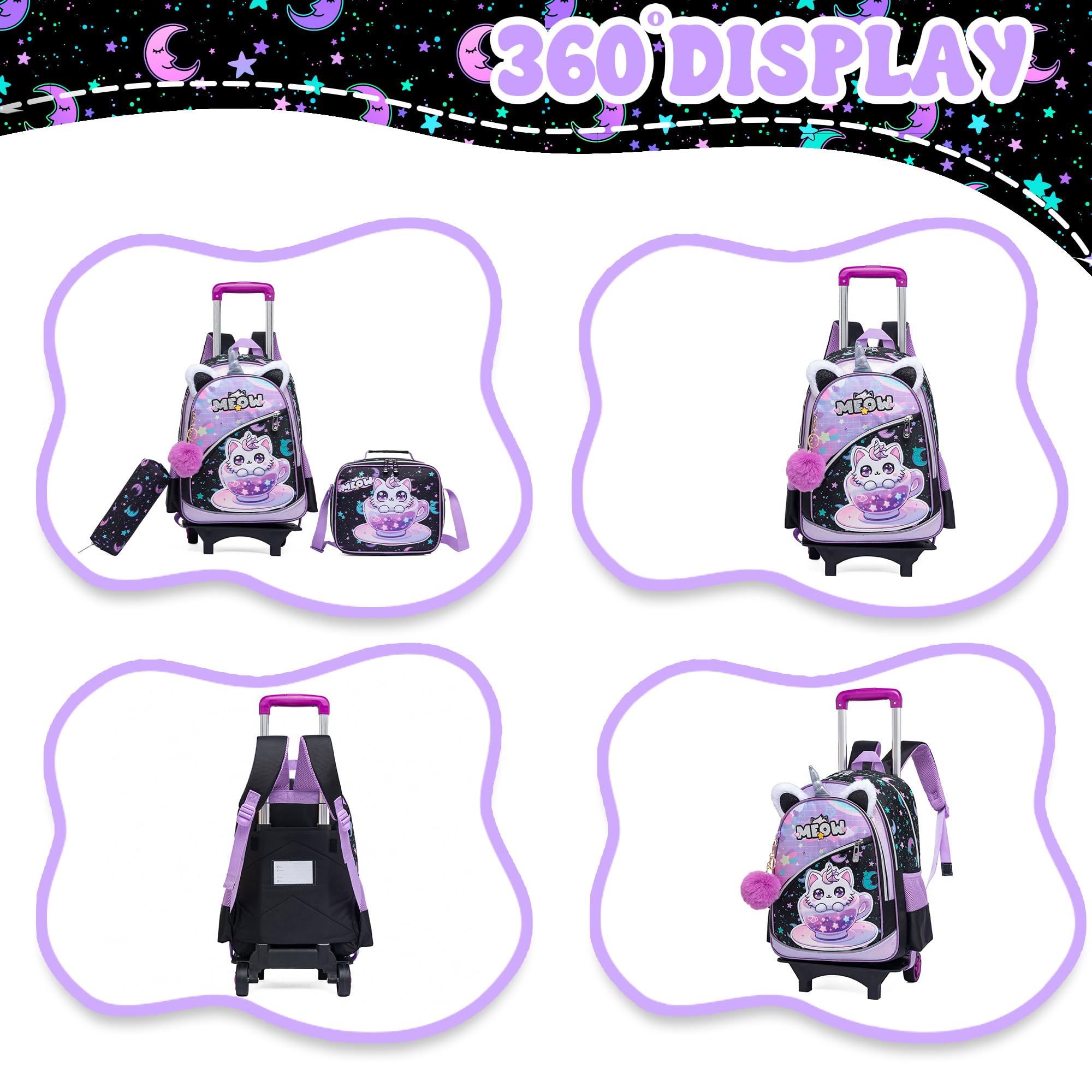 Borsa Pop It Fidget Toys per ragazze, 40,6 cm, zaino per la scuola primaria, pop, unicorno, Push Bubble Sensory, Squeeze Squeeze, borsa arrotolabile, adatta per bambini primari e asilo.