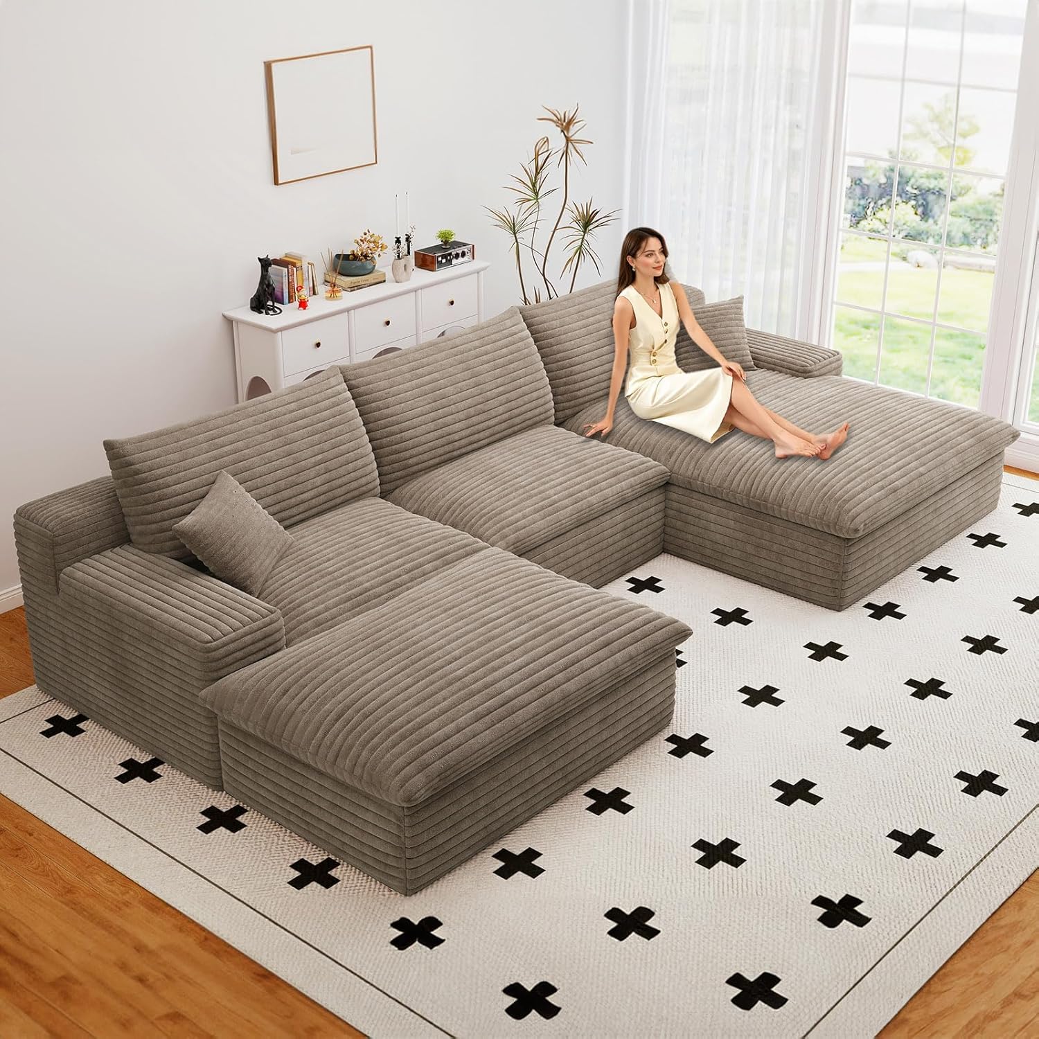 107″ Cloud Couch Modular Sectional Sofa for Living Room,