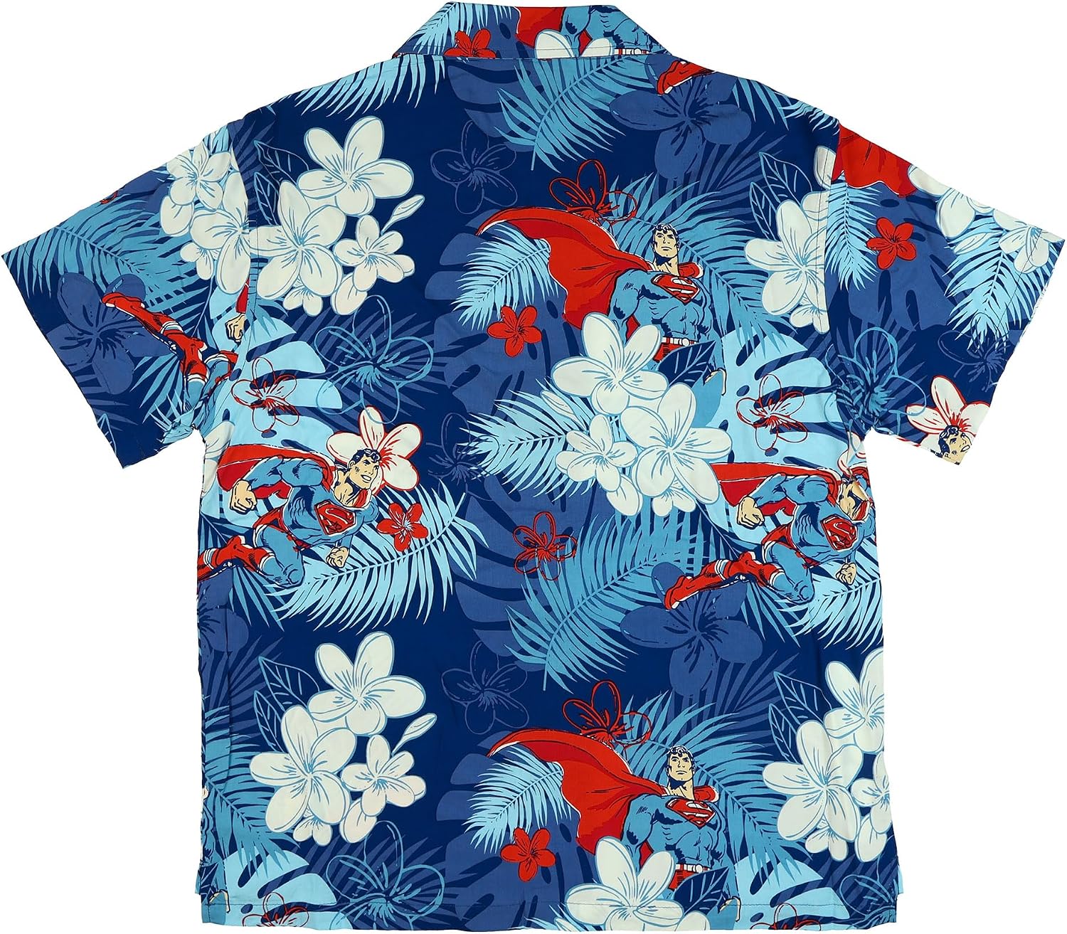 DC Comics Superman Shirt Tropical Floral Hawaiian Men's Button Up Woven Top