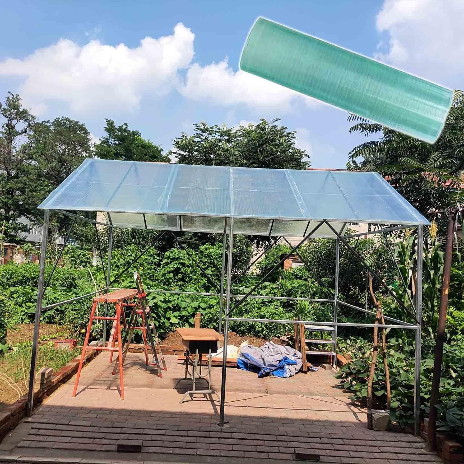 Replacement Polycarbonate Greenhouse Panels,Clear Roofing Sheets,0.8mm Glassfiber Sheet Roof Panels,Garden Canopy Carports Sunrooms Cold Framed Plastic Panels,Rainproof,with Screws,W×L-47×276in