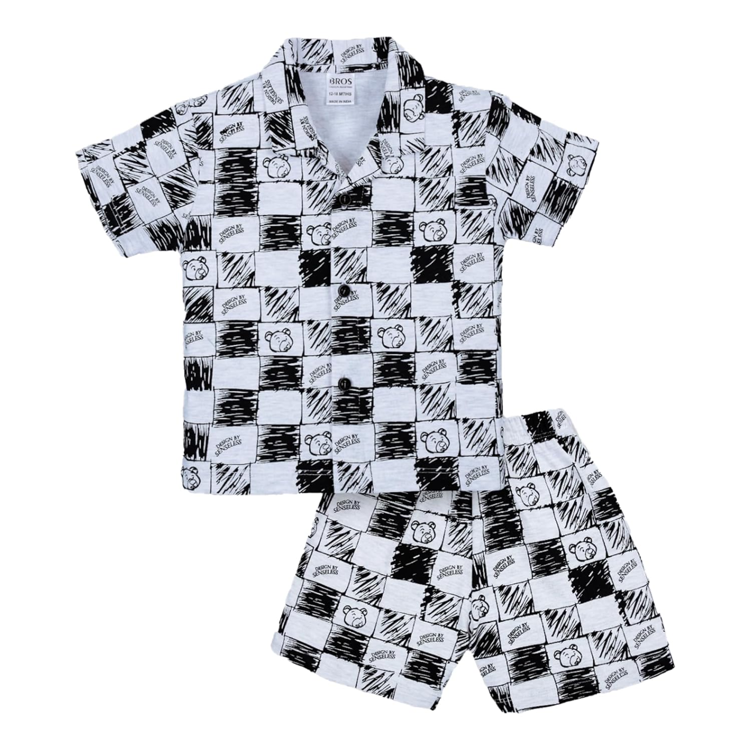 3BROS Baby Boys & Baby Girls Pure Cotton Clothing Set Casual Half Sleeves Shirt with Shorts Set For Boys & Girls