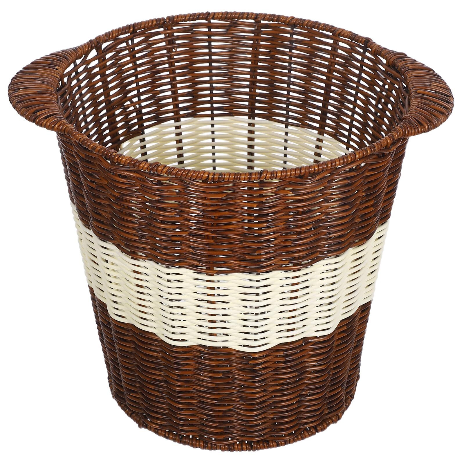 Cestino per Carta Straccia Intrecciato in Simile al Rattan per Ufficio e Bagno Grande Capacità Design Ventilato Facile da Pulire