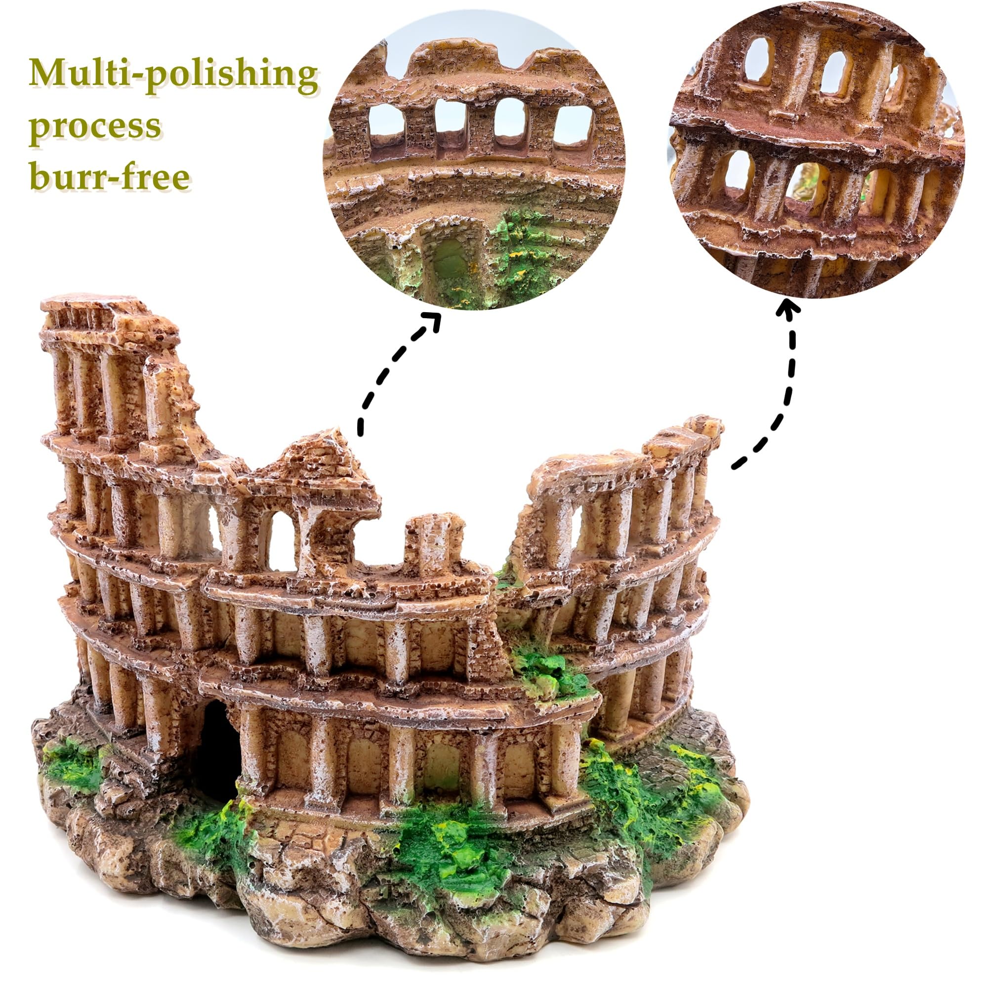 M2cbridge Ruinas Antiguas de Columna Romana para decoración de Acuario, Castillo Europeo, Rocas de escondite de peceras (ruinas de Columna Romana)