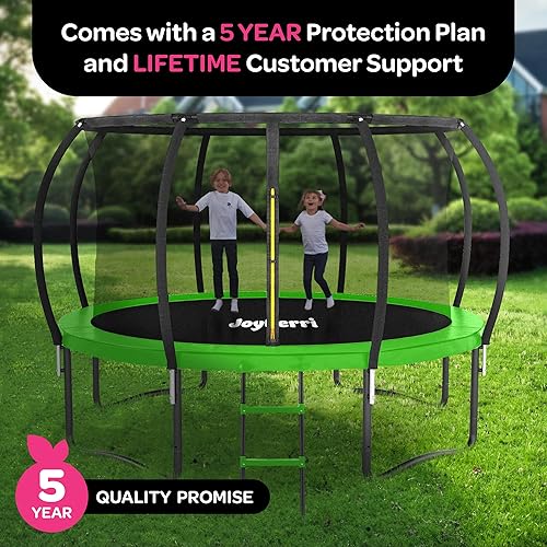 Vista 21 de JoyBerri Trampolín para exteriores - Cama elástica recreativa certificada ASTM, 8 pies, 10 pies, 12 pies, 14 pies, 15 pies, 16 pies, trampolín Negro