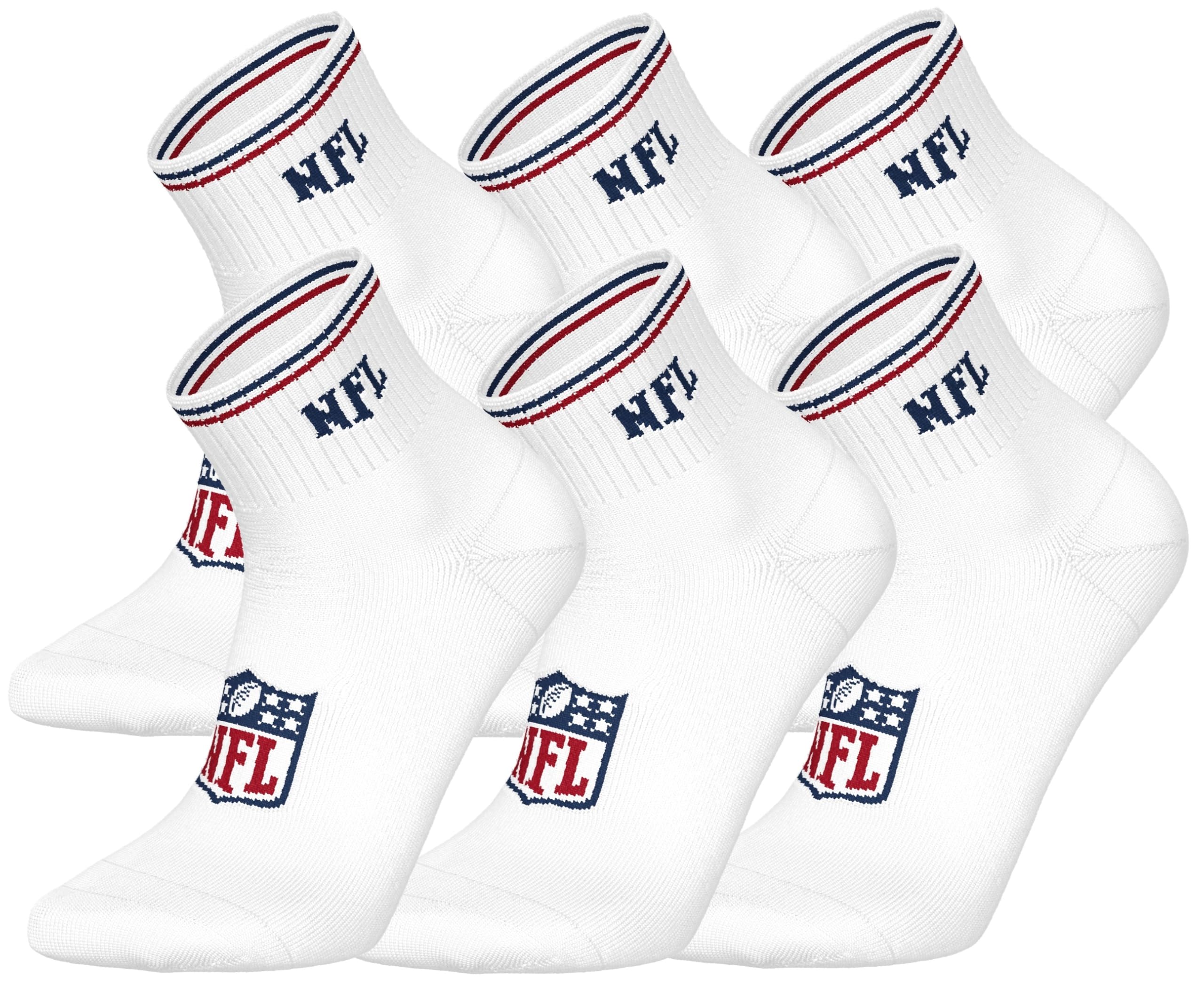 NFL Unisex Shield 6pk Quarter Socks Sport Socks (Pack of 6)